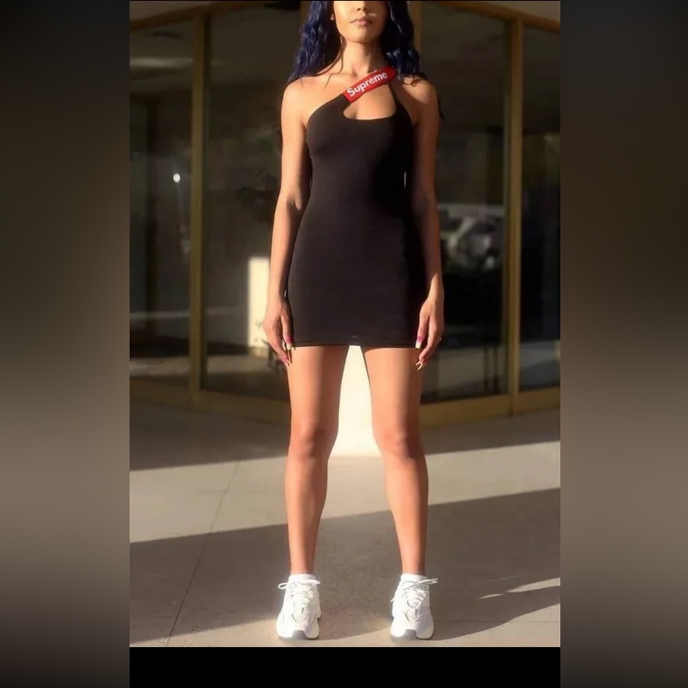 Supreme asymmetric mini dress